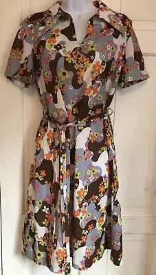 Brentfords Vintage Floral Short Sleeve Dress 60s 70s Style  Retro Size 38/ 12-14 • £19.99