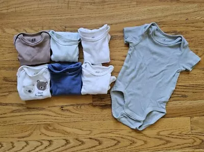 H&M Organic Cotton Baby Boy Short Sleeeve Bodysuits Lot Of 7 - Size 6 Months • $0.99