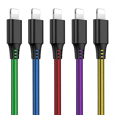 IPhone-Charger 5 Pack 2m 6ft Cable Phone Charging Syncing Cord Charger Cable-Au • $21.85