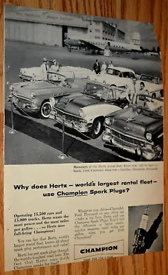 ★★1956 Hertz Rental Lot Original Vintage Advertisement Print Ad-56 Chevy Ford Bu • $7.99