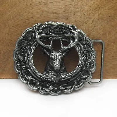 Belts Buckle Zinc Alloy 4cm Width Loop Deer Head DIY Western Jeans Pewter Finish • $52.94