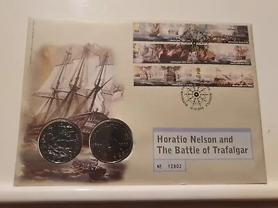 2005 HORATIO NELSON & THE BATTLE OF TRAFALGAR £5 Pound Coin Cover (G2) • £25