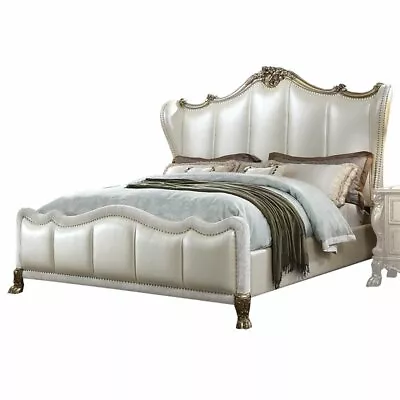 Acme Dresden II Eastern King Bed In PU & Gold Patina • $2117.99