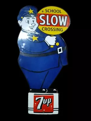 Porcelain School Slow Crossing Enamel Metal Sign Size 36X18  Inches • $327.74