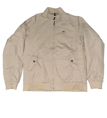 Vintage Lacoste Men's Harrington Jacket Size L Large Tan Plaid Lined • $55.99