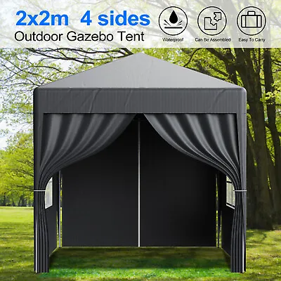 Gazebo With 4 Side Garden Marquee PE Awning Beach Party Camping Tent Canopy 2x2m • £68.99