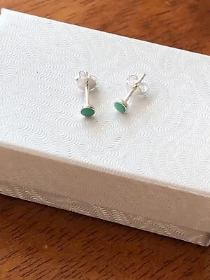 $13.90 • Buy 925 Sterling Silver 3mm Tiny Turquoise Stud Earrings