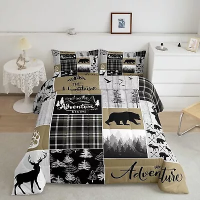 Rustic Cabin Comforter Set For Men Farmhouse Country Bear Moose Bedding King... • $121.22