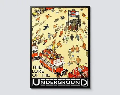 Vintage London Underground Travel Poster Yellow Illustration Wall Art City • £59