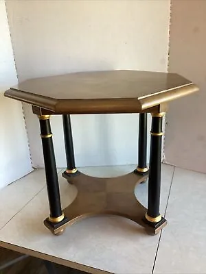 Mid Century/Vtg Baker Furniture 2 Tiered Walnut W/Black & Gold Side Table W/tag • $129.95