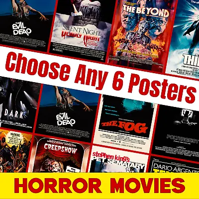 Set Of 6 Classic 80s Horror Movie Posters | Choose Any 6 Posters | Wall Art • £6.97