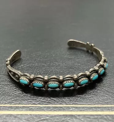 Vintage Navajo  Turquoise  Cuff Bracelet -  Silver Marked Sterling Mark 14.1g • $109.98