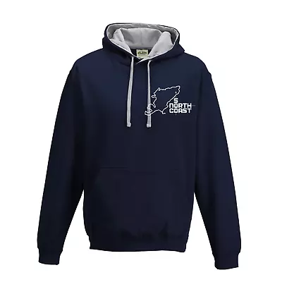 North Coast 500 Route Route Varsity Hoodie NC500 - French Navy & Grey - Route • £24.95