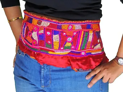 Bohemian Ethnic Fusion Style Hand Embroidery Textile Trim Mirror Bellydance Belt • $20.80