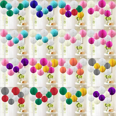 TtS 9 Mixed Paper Honeycomb Balls Lantern Pompom Wedding Party Decor 17 Colors • £6.59