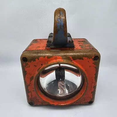 Vintage US Navy Battle Lantern Ship Deck Lamp USN Flashlight Torch Red/Orange • $59.99