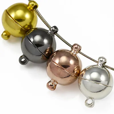  Silver / Gold Plated Strong Magnetic Round Ball Clasps For Jewellery Making • £3.14