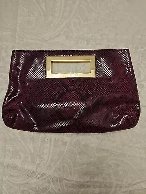 Michael Kors Bag Berkley Snakeskin Embossed Leather Clutch Red Python Print Logo • $34.59