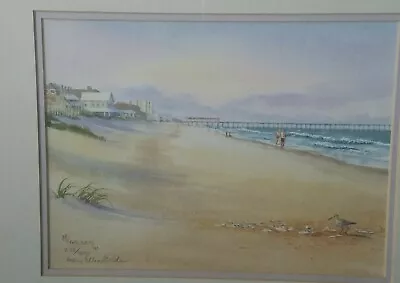 Vintage Framed  Mary Ellen Golden '87 Seaside Water Color Painting Print 11x10 • $50