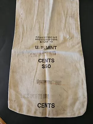 19Vintage U.S. Mint Canvas Bank Bag EMPTY $50 Cents • $7
