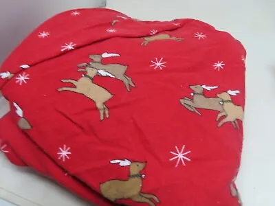 ✅️Martha Stewart Twin Sheet Set Christmas Reindeers Red Cotton Flannel • $24