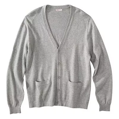 NEW Mens Merona Gray V Neck Button Down Cardigan Sweater NWT Sizes Available • $22.99