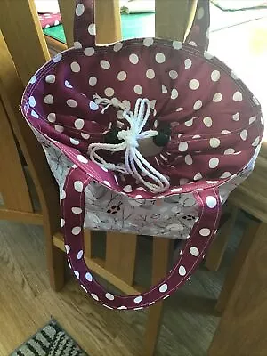 Unique Handmade  Drawstring Lunch Bag. Lined. Birds Ladybird Butterfly Fabric • £7.50