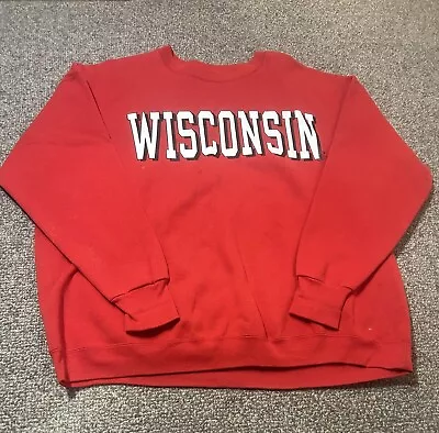 Vintage Distressed Wisconsin Badgers Crewneck Sweatshirt Men’s XXL Made In USA • $20