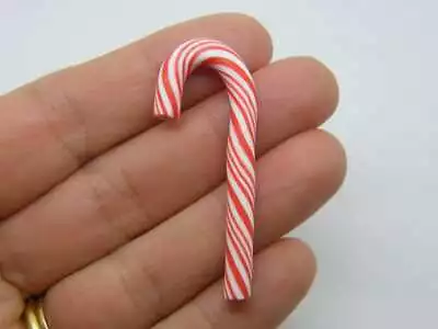 BULK 30 Candy Cane Christmas Embellishment Miniature Red And White Clay FD691 • £8.95