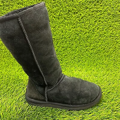 UGG Classic Tall Womens Size 6 Black Classic Outdoor Suede Sheepskin Boots 5815 • $49.99