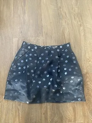 Jaeger Boutique Black Polka Dot Mini Skirt Size 12 • £5.99