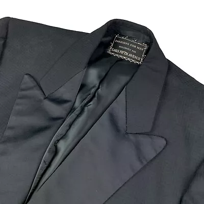 VTG Saks Fifth Avenue Men's Peak Lapels One-Button Tuxedo Jacket Black • 42S • $60.01