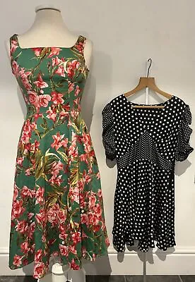 Hearts & Roses Green Floral Quiz Polka Dot Dress Size 10 Bundle And Tigi Top • £4.99