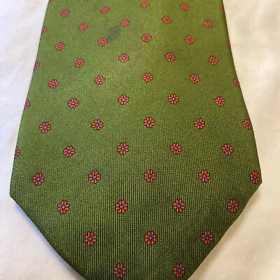 E.MARINELLA NAPOLI Green Red Floral Print Classic 3.5  Silk Tie. L~ 58  • $19.99