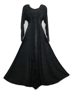£34.99 • Buy Boho Maxi Dress Winter BLACK Long Sleeve Corset Medieval Embroidered S M L XL 2X