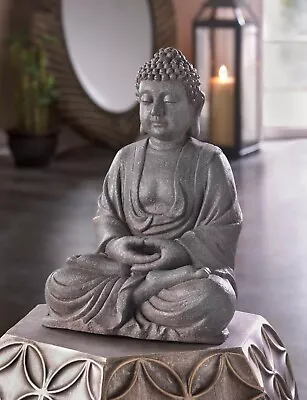 Gray Fiberglass Meditating Buddha For Joy And Prosperity Centerpiece Statue • $52.82