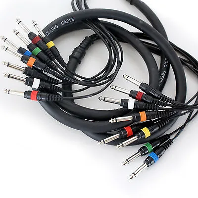 PRO 5m 8 Way 6.35mm Mono Male Jack To Plug Loom Cable ¼  Audio Snake Lead • £36.99