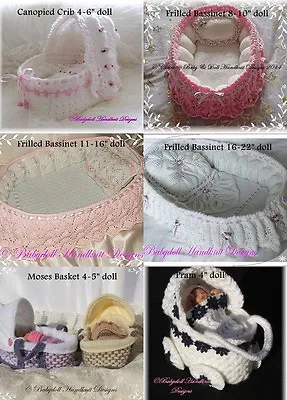 £5 • Buy Babydoll Handknit Designs *6* Knitting Patterns Cribs & Bassinets 4-22  Dolls