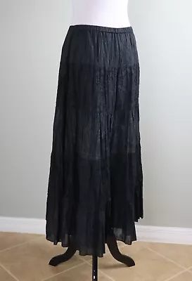 CHICO'S $89 Vintage Tiered Pull On Eyelet Floral Maxi Skirt Size 1 US Medium • $44.99