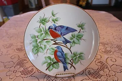 Blue Bird & Green  Foliage Vintage Hand Paint Porcelain China Decorative Plate • $39.99