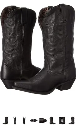 Laredo Access Deep Dip Cowgirl Boot Genuine Leather Black Size 8 US Worn 1x EUC • $33.70