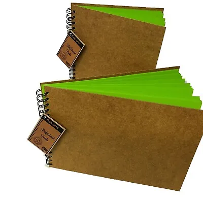 BRIGHT GREEN Wood HARDBOARD Cover Scrapbook Pad Wirobound Sketch Book Album Eco • £14.99