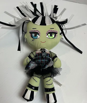 Monster High Stylized Frankie Stein Plush Doll Black & White Ribbon Hair Green • $18.39