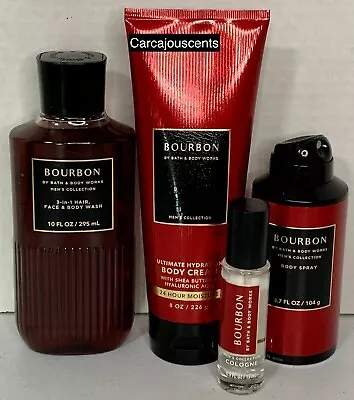 Bath & Body Works BOURBON For Men Body Wash Cream Spray & Cologne Gift Set • $44.97