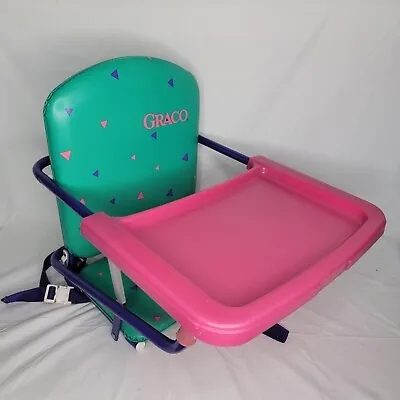 Vintage Turquoise Childs Table Clamp Booster Seat By Graco Elverson PA 90s  • $110