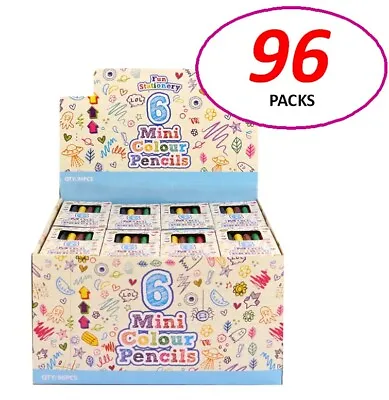 96 PACKS X 6 MINI COLOURING CHILDRENS PENCILS Small Party Bag Fillers Art Crafts • £25