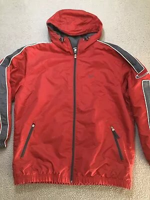 Vintage Nike Jacket Mens XL Red Parka Coat Hooded Fleece Lined Swoosh Outdoor P4 • $28.85