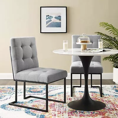 Modway Black Stainless Steel Upholstered Fabric Dining Chair Set Of 2 • $549.04