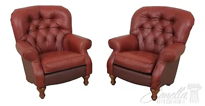 F57301EC: Pair LA-Z-BOY Tufted Leather Club Chairs • $2395