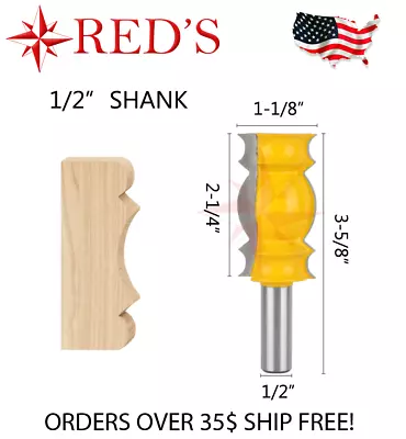 REDS Y80833-8 - 2-1/4  Cove-Bead Crown Molding Router Bit 1/2  Shank • $13.49